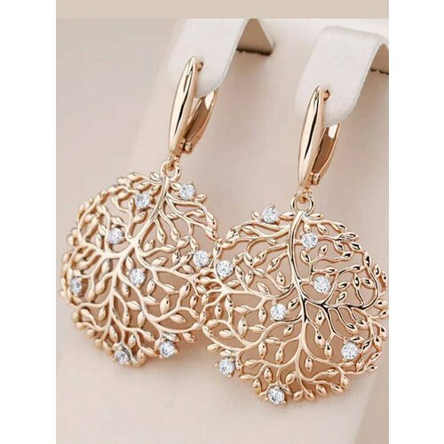 Комплект серег XINQUAN jewelry, циркон, размер 40 мм, золотистый