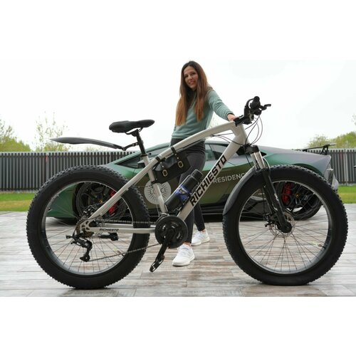 Велосипед горный Фэтбайк Fatbike Richiesto 26" На спицах Взрослый Подростковый Рама 21", серый