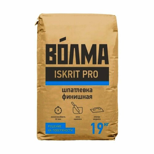 фото Волма искрит про шпаклевка финишная (19кг) / волма iskrit pro шпатлевка финишная полимерная ручного и машинного нанесения (19кг)