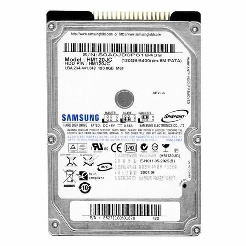 Жесткий Диск Samsung HM120JC 120Gb IDE 25 HDD 10580₽