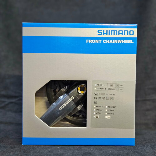 Система Shimano Altus M311, квадрат, 42/32/22T, 170 мм, с защитой, черная система shimano mt101 170 мм 40 30 22t под квадрат с защитой черный