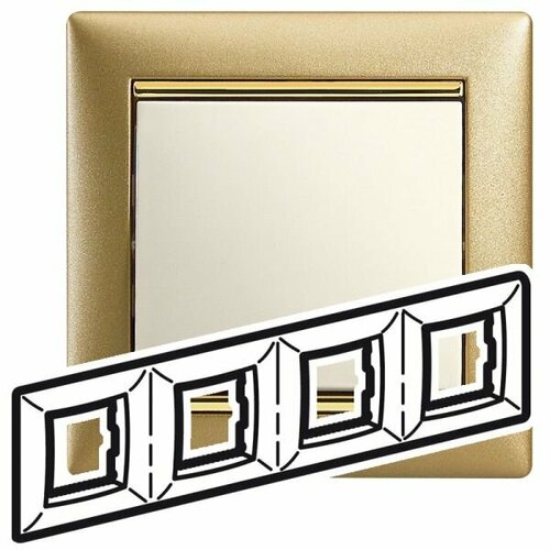 Рамка 4 поста Матовое золото Valena (шт) клипса для шторы на леске шарм цвет матовое золото 2 шт