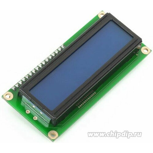Character LCD 2x16 with blue backlight, Матричный ЖКИ с подсветкой для наборов фирмы MIKROELEKTRONIKA формат 2х16 (ME-LCD 2X16)
