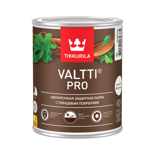 Лазурь Сверхпрочная Tikkurila Valtti Pro 09л с Глянцевым Покрытием для Древесины Тиккурила Валтти Про 999₽