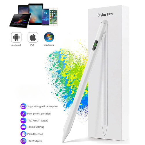 Стилус для iPhone iPad Android / Универсальный стилус Stylus Pen с магнитной поддержкой и цифровым индикатором заряда для всех типов устройств iOS, Android, Windows