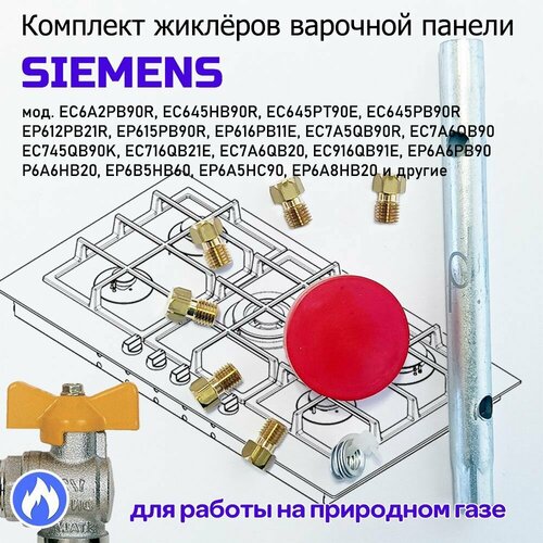 Комплект жиклеров, форсунок газовой варочной панели SIEMENS, под природный газ набор жиклеров сопел варочной поверхности darina под природный газ