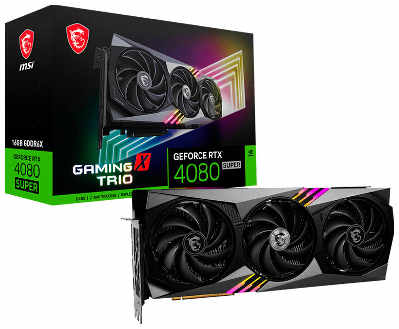 Видеокарта MSI GeForce RTX 4080 Super 16Gb (RTX 4080 SUPER 16G GAMING X TRIO)