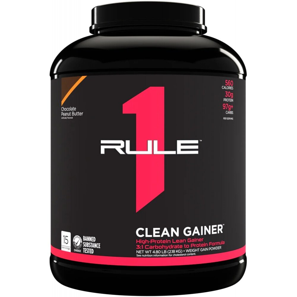 Гейнер Rule One (R1) Clean Gainer, 2160-2240 г, Вкус Chocolate Peanut Butter / Шоколад Арахисовое Масло, Вес 2180 г