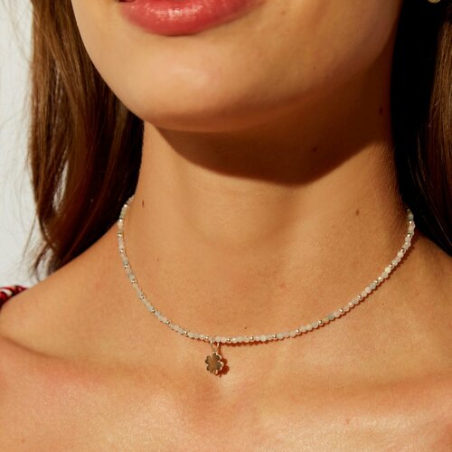 Чокер MIRRO, серебро, 925 проба, опал, длина 39 см.