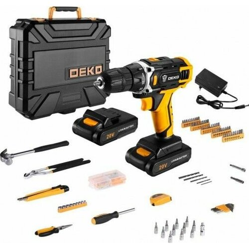 Дрель-шуруповерт аккумуляторная DEKO DKCD20FU-Li набор инструментов 195 шт 063-4135 063-4135 30240₽