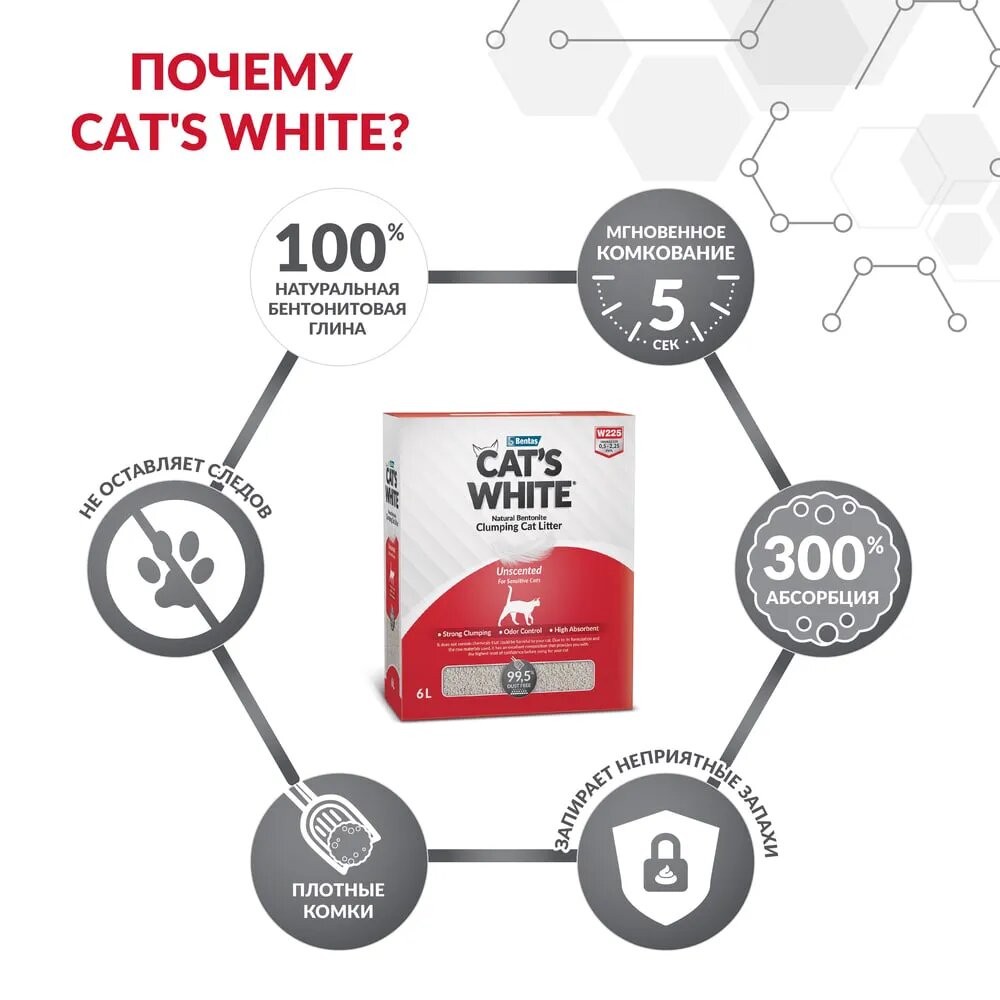 Cat's White Наполнитель комкующийся натуральный без ароматизатора для кошачьего туалета, 10 л - фото №3