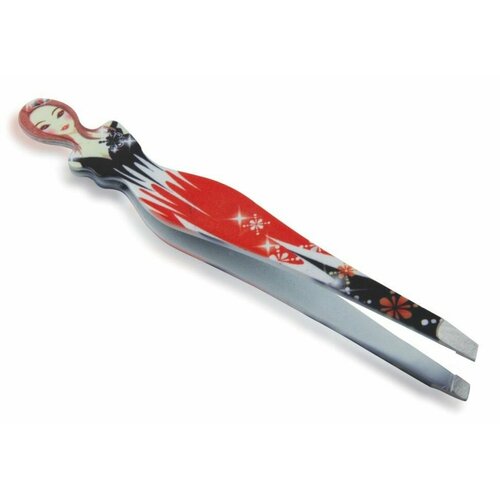 Ellis Cosmetic Пинцет, скошенный край, клещеобразный захват, фигурный с рисунком 