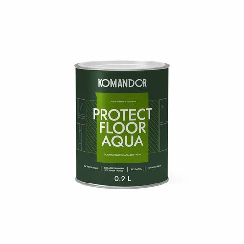 Эмаль для пола Komandor Protect Floor Aqua акриловая полуматовая база С бесцветная 9 л 1342₽