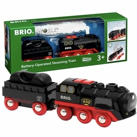 BRIO 33884 Паровоз выпускающий пар с грузом-резервуаром для воды