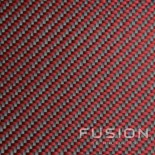 Гибридная ткань карбон-кевлар Twill красный 100 см