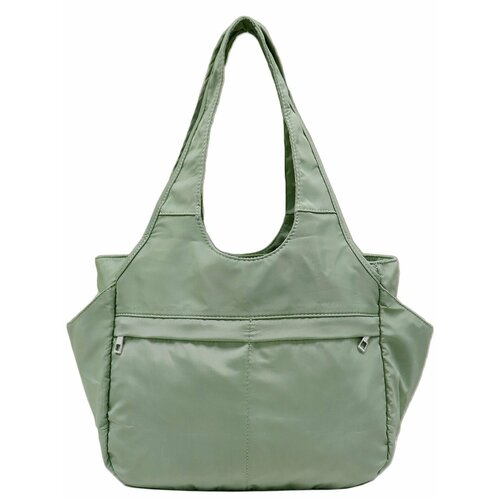 Сумка шоппер Bl.Balii, фактура гладкая, зеленый