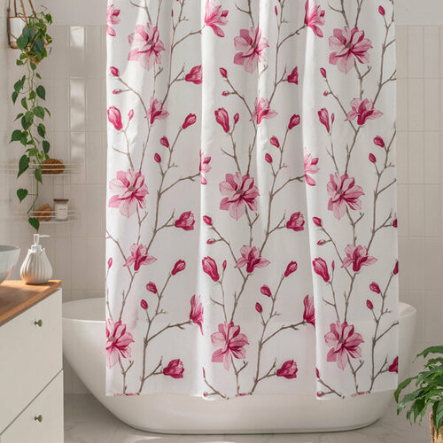 Штора для ванной тканевая 180х200 см Liseron WESS цвет Розовый розовый