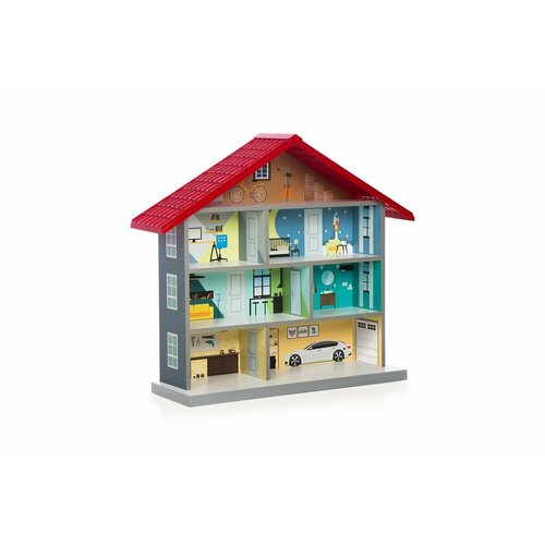 Игровой домик, коттедж, гараж BIBI для мальчиков, крыша красная