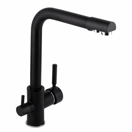 Смеситель для кухонной мойки под фильтр питьевой воды Г-образный длинный гусак бежевый с разноцветными вкраплениями 9245₽