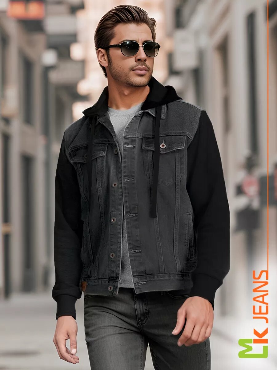 Куртка джинсовая MkJeans, размер ХХХL, серый, черный