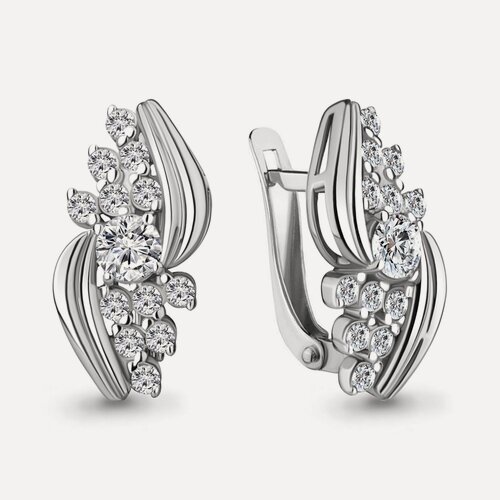 Изображение товара Серьги, серебро, 925 проба, родирование, фианит
