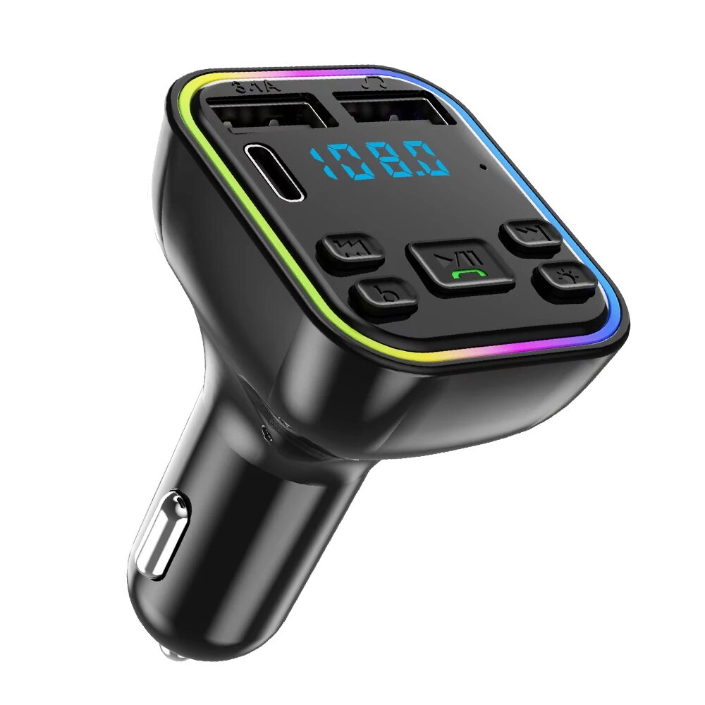 FM-трансмиттер автомобильный с поддержкой Bluetooth 5,0 и двумя USB-портами, G38