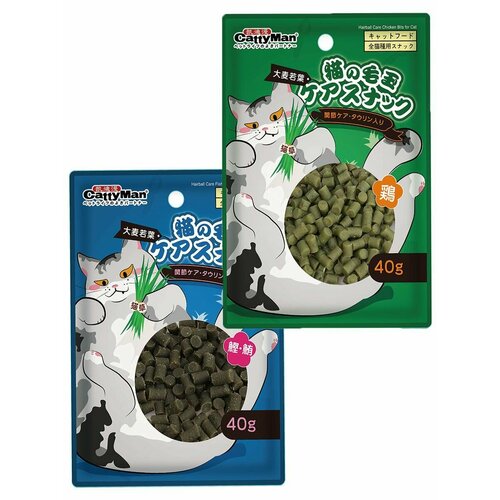 Лакомство для кошек Japan Premium Pet Ассорти Гранолы для выведения шерсти на основе кошачьей травы, 2 вида по 40 гр