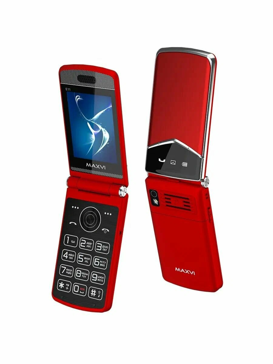 Сотовый телефон Maxvi E11 red-silver