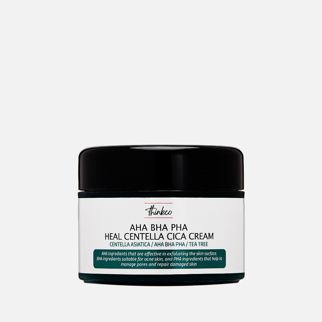 THINKCO AHA BHA PHA HEAL CENTELLA CICA CREAM восстанавливающий крем для лица, 50 мл.