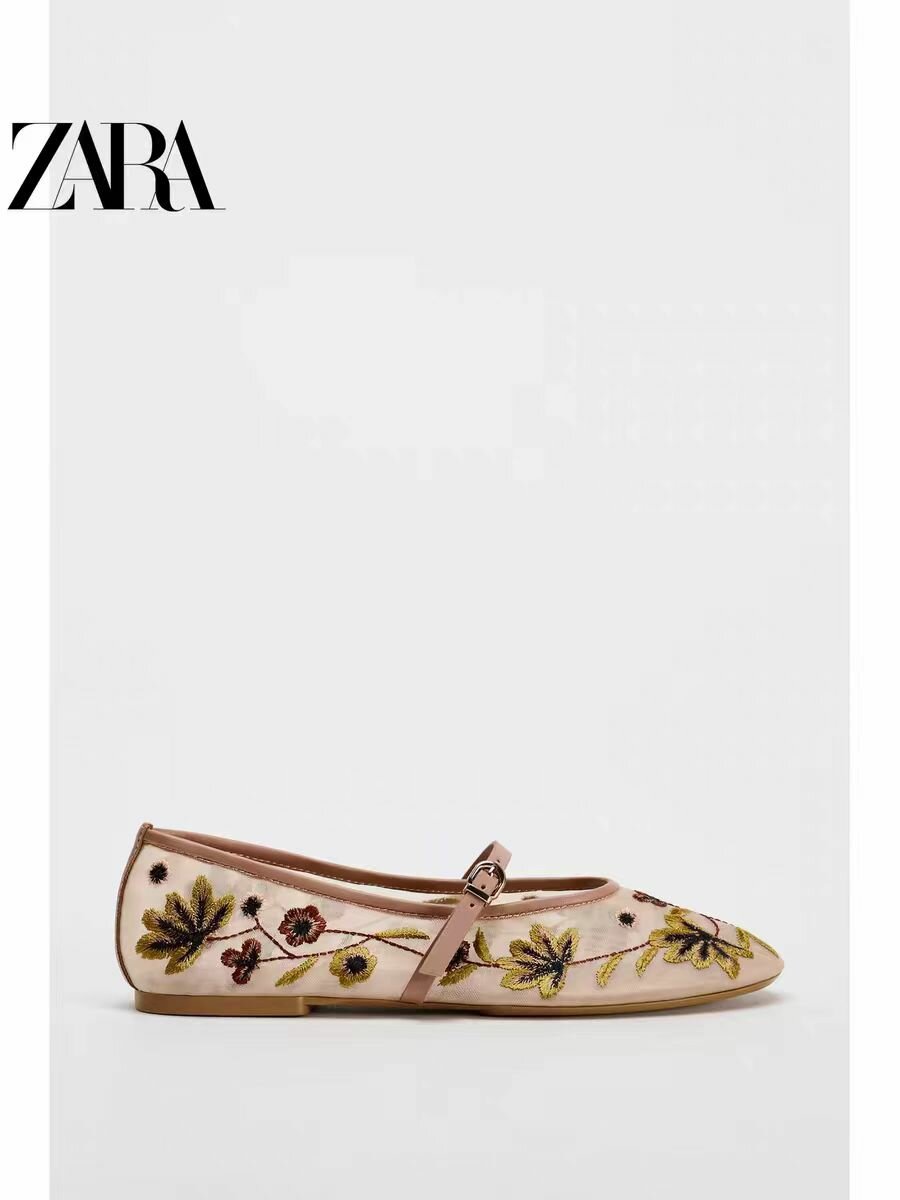 Балетки  Балетки Zara, размер 41, бежевый — фото 1
