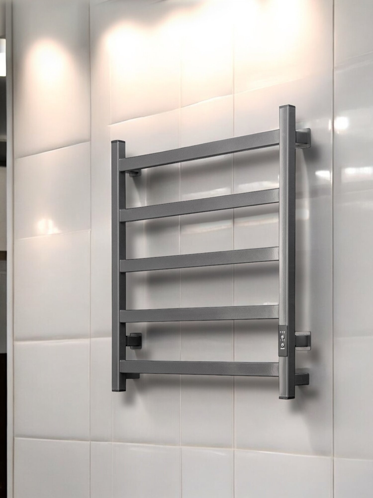 Полотенцесушитель электрический Тругор 500мм 600мм форма лесенка цвет серый (оружейная сталь) подключение универсальное