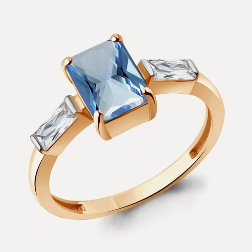 Изображение товара Кольцо, серебро, 925 проба, золочение, турмалин, фианит