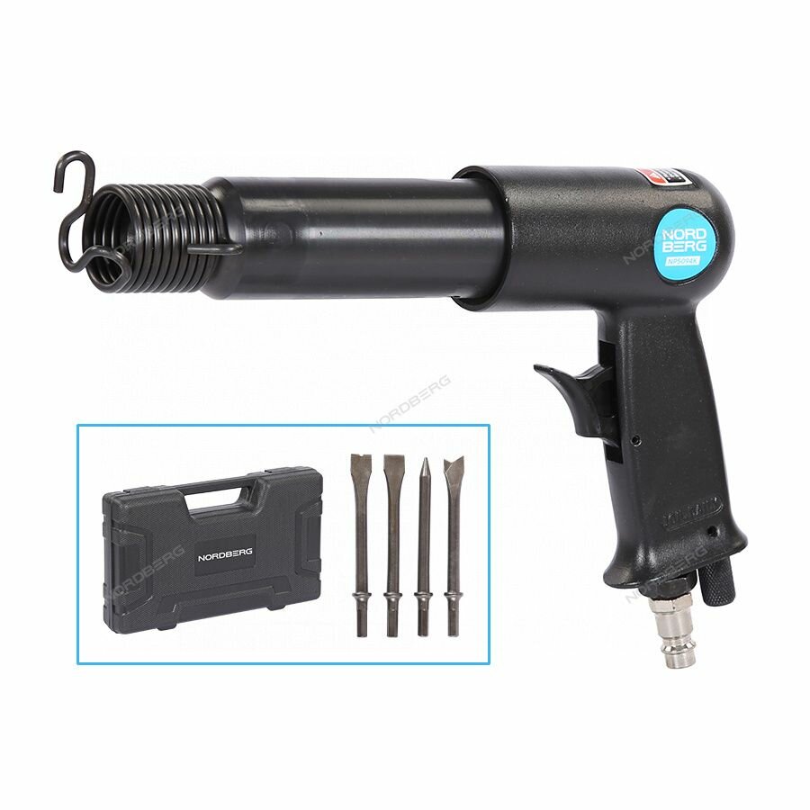 Пневмозубило NORDBERG 250мм с комплектом насадок в кейсе NP5094K
