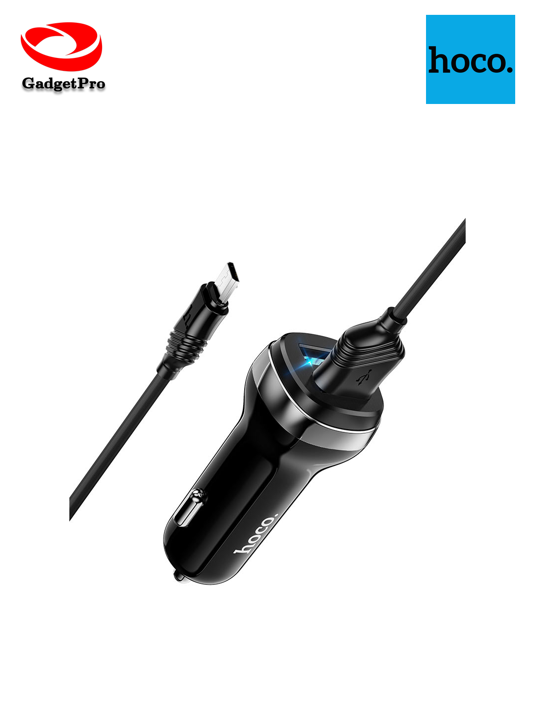 Автомобильное зарядное устройство Hoco Z40 с кабелем MicroUSB: быстрая зарядка, белый цвет, для телефона и планшета