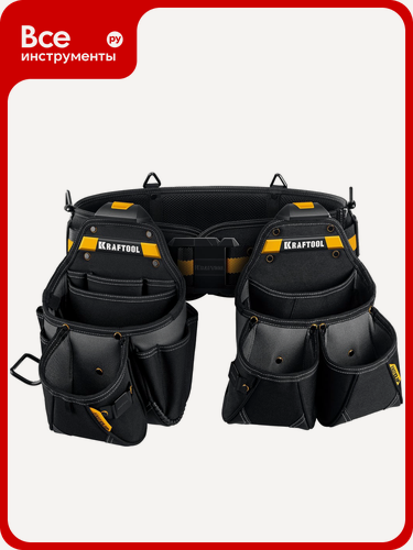 Изображение товара Пояс монтажника KRAFTOOL KBS-3L в комплекте: пояс монтажника и 2 большие сумки, для переноски разнообразного инструмента