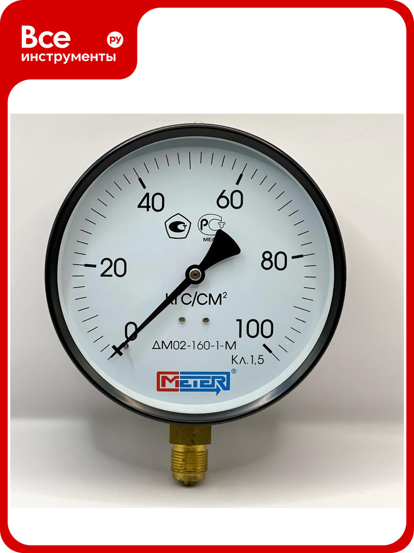 Манометр метер ДМ 02 160 1 М Р 0 100 кгс см2 М20x1 5 кл 1 5 779
