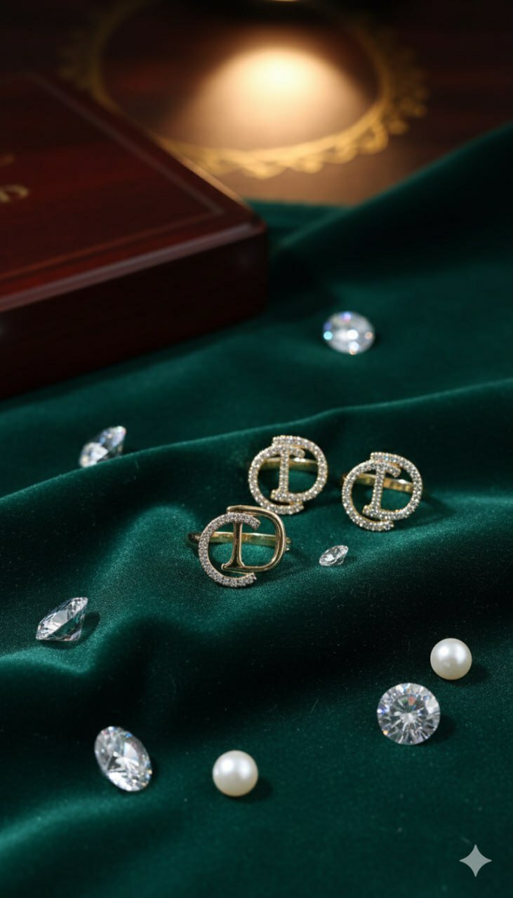 Комплект бижутерии: серьги, кольцо, Swarovski Zirconia