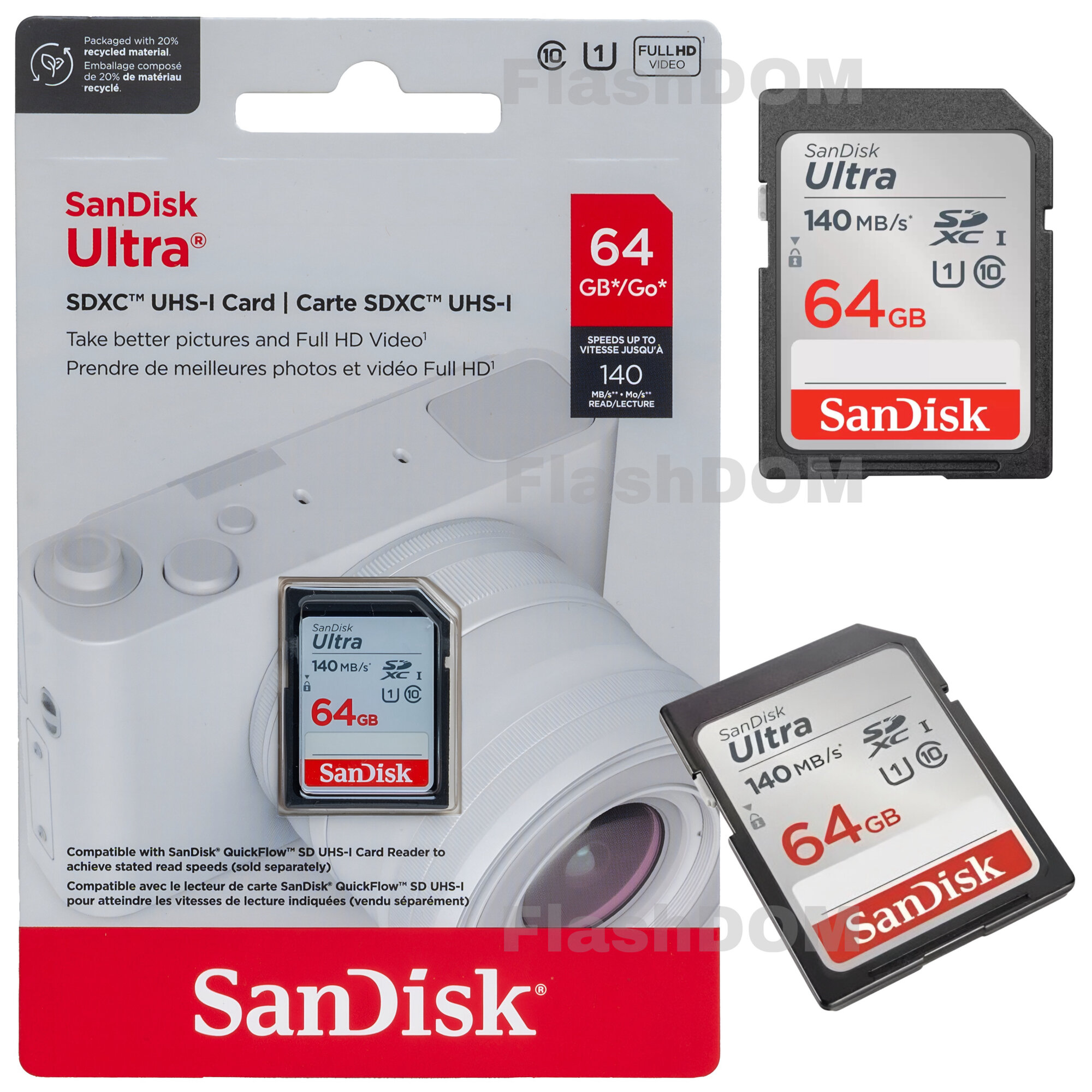 Карта памяти SanDisk SDXC 64ГБ Ultra Class 10 UHS-I U1 (140 Mb/s)