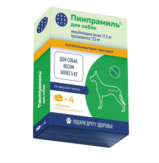 Doctor VIC Пинпрамиль таблетки от гельминтов  для крупных собак, 4 таб.