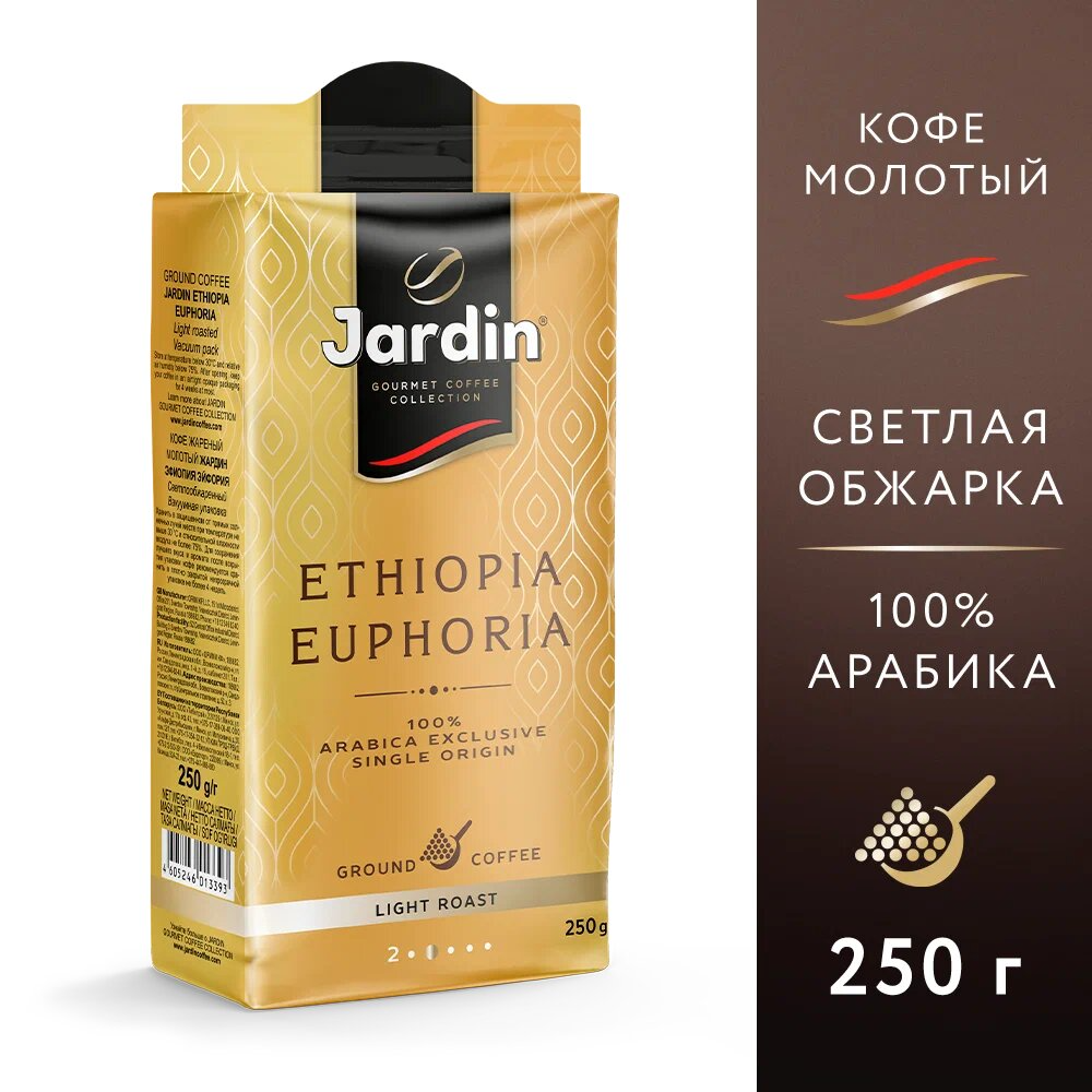 Кофе молотый Jardin Ethiopia Euphoria вакуумная упаковка, 250 г, мягкая упаковка