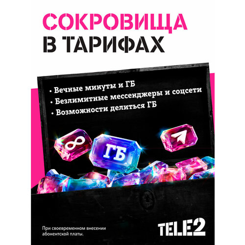 Sim-карта Tele2 c самостоятельной регистрацией. Баланс 300 рублей