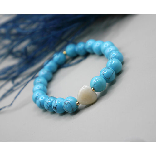 фото Браслет-нить, бирюза, жадеит, 1 шт., размер 15.5 см, размер xs, бежевый, бирюзовый saimon_znaet