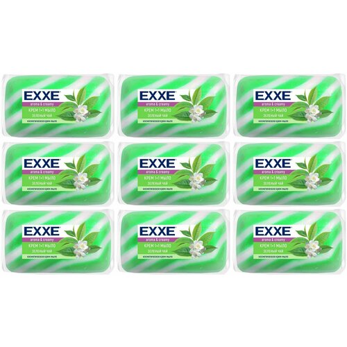 EXXE Крем-мыло туалетное 1+1 Зеленый чай, 80 г, 9 шт