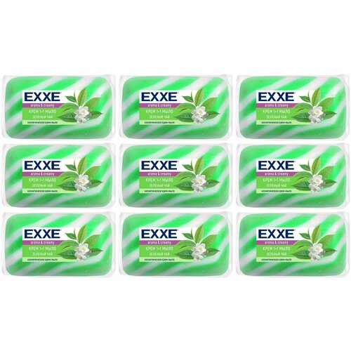 EXXE Крем-мыло туалетное 1+1 Зеленый чай, 80 г, 9 шт