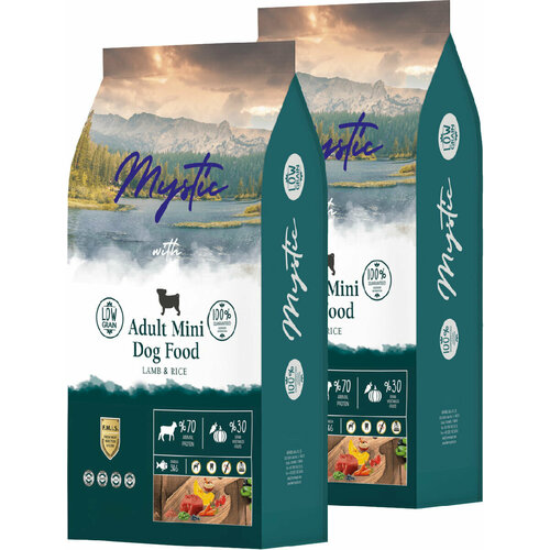 MYSTIC ADULT DOG MINI LAMB & RICE для взрослых собак маленьких пород с ягненком и рисом (2,5 + 2,5 кг) mystic adult dog mini lamb