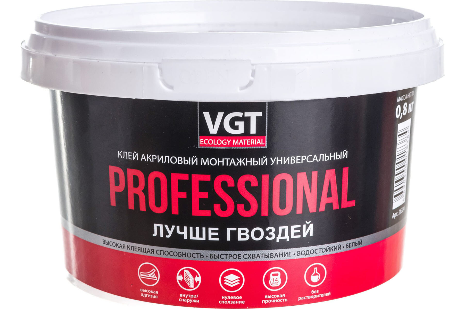 VGT PROFESSIONAL клей акриловый монтажный универсальный, белый (6кг)