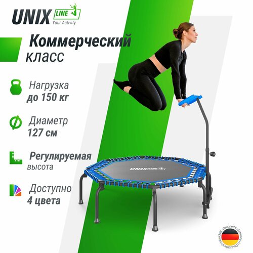 Батут спортивный с ручкой UNIX Line FITNESS Premium Blue, диаметр 127 см, до 130 кг, синий UNIXLINE