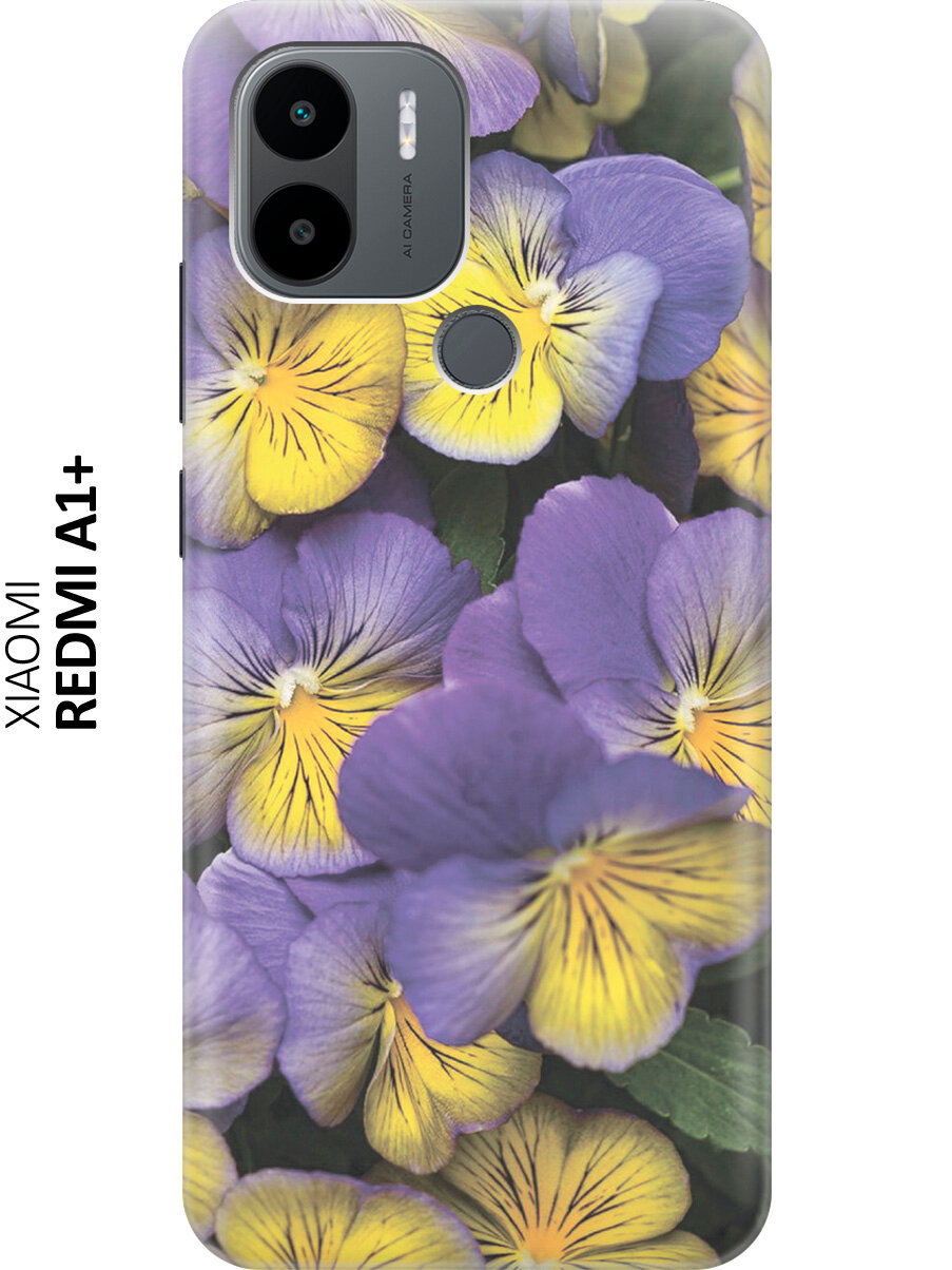 Силиконовый чехол Фиолетовые и желтые фиалки на Xiaomi Redmi A1+ / Сяоми Редми А1 Плюс
