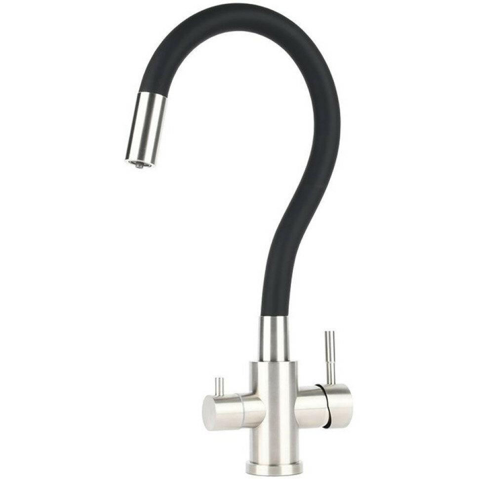 Osgard Смеситель Osgard 87283 Gron Gala для кухни, с переключателем на питьевую воду с выделенным каналом, никель/черный