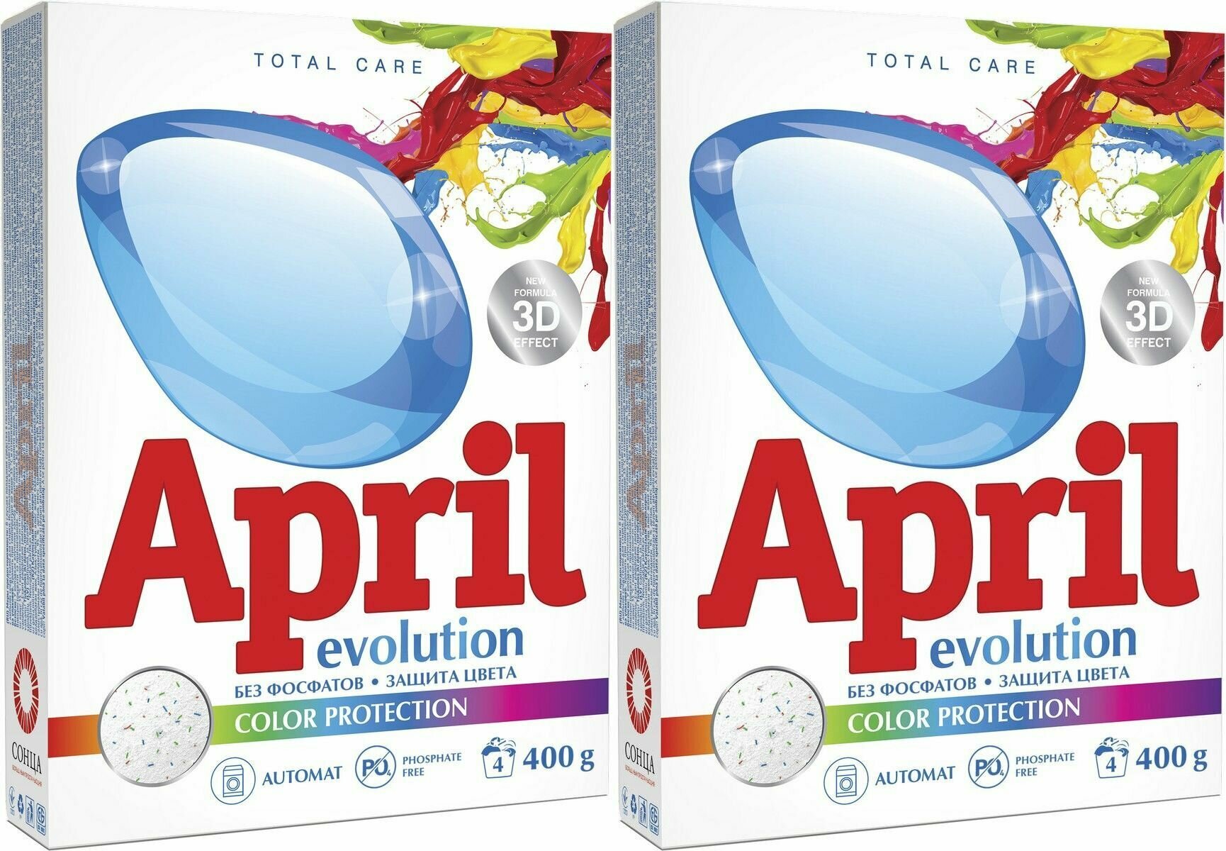 APRIL Evolution Стиральный порошок, автомат, Color Protection, 400г, 2шт